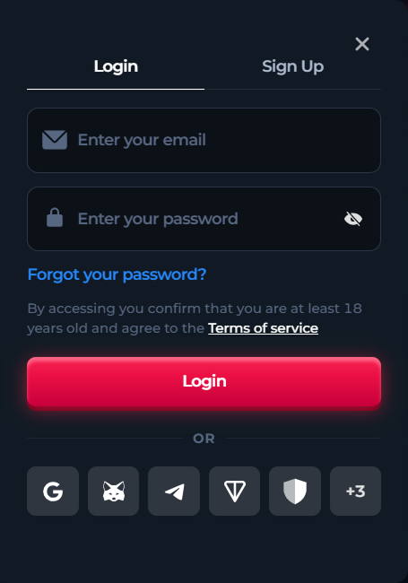 Login form with email and password