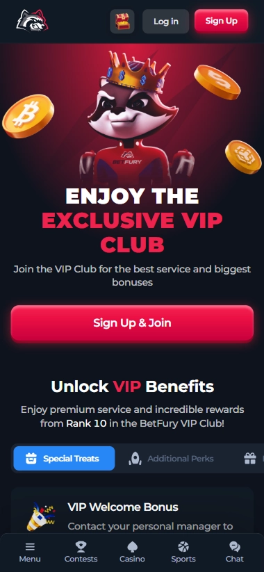 screen-3 Exclusive VIP Club raccoon mascot with crown
