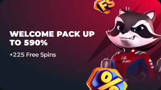 Welcome pack 590 percent raccoon mascot free spins
